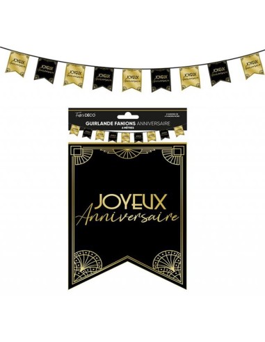 Guirlande fanions joyeux anniversaire art déco 6m