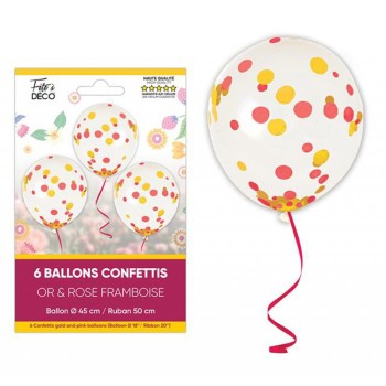 6 ballons confettis floral