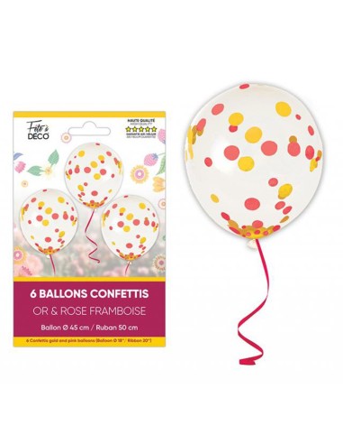 6 ballons confettis floral