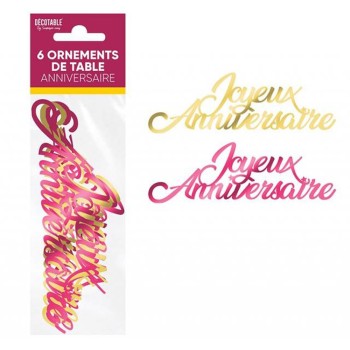 6 ornement de table anniversaire floral