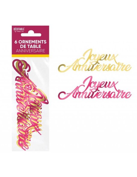 6 ornement de table anniversaire floral
