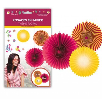 3 rosaces colorées thème floral