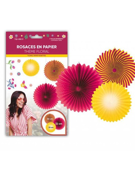 3 rosaces colorées thème floral