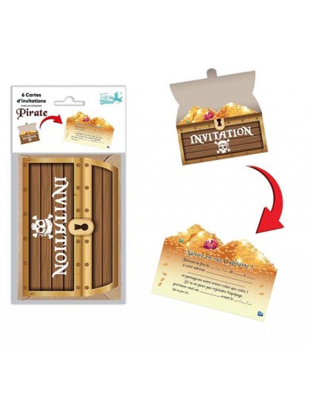 6 cartons invitation pirate