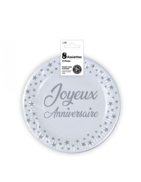 8 assiettes couleur joyeux anniversaire