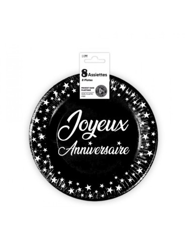 8 assiettes couleur joyeux anniversaire