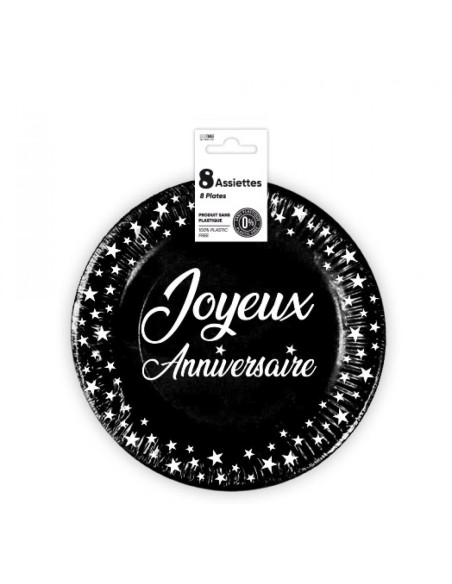 8 assiettes couleur joyeux anniversaire