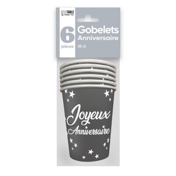 6 gobelets anniversaire 25cl