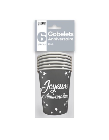 6 gobelets anniversaire 25cl