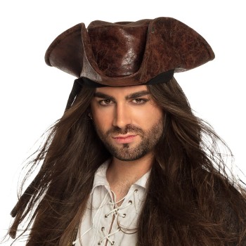 Tricorne pirate marron avec bandeau