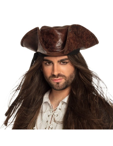 Tricorne pirate marron avec bandeau