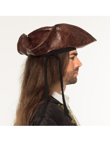 Tricorne pirate marron avec bandeau