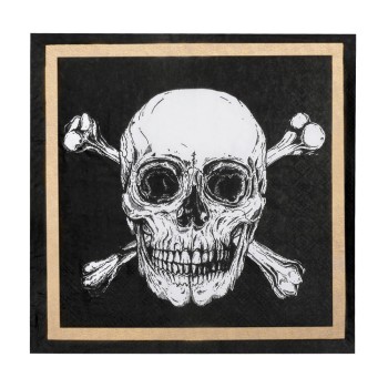 20 serviettes pirate tête de mort