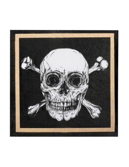 20 serviettes pirate tête de mort