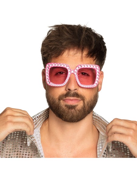 Lunettes bling bling rose