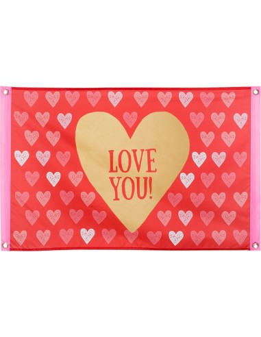 Drapeau avec coeurs Love You