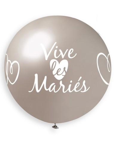 Ballon géant vive les mariés argent