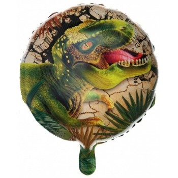Ballon rond métallisé dinosaure