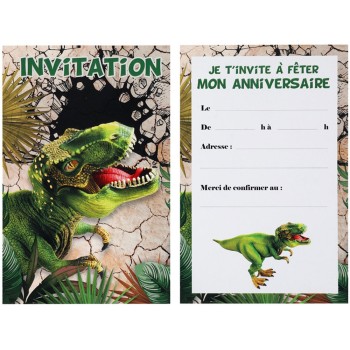 6 cartons invitation dinosaure