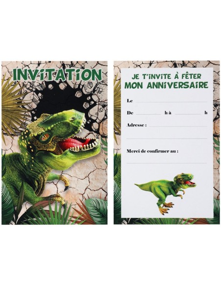 6 cartons invitation dinosaure