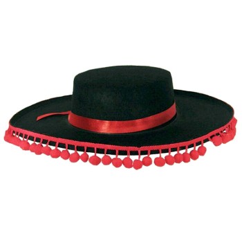 Chapeau espagnol noir/rouge