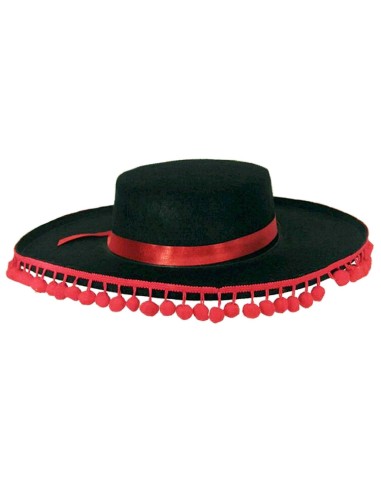 Chapeau espagnol noir/rouge