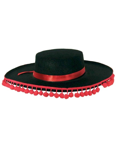 Chapeau espagnol noir/rouge
