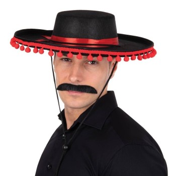 Chapeau Espagnol noir et rouge