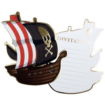 8 cartons invitation pirate avec enveloppes
