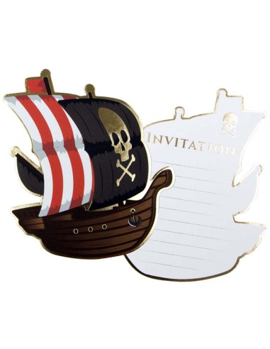 8 cartons invitation pirate avec enveloppes