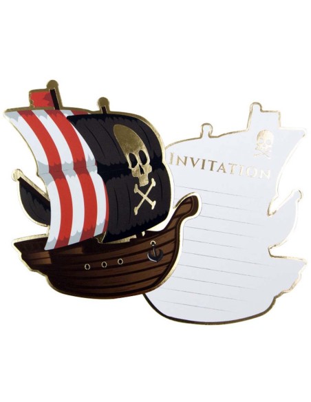 8 cartons invitation pirate avec enveloppes