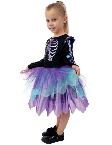Déguisement squelette fille irisé