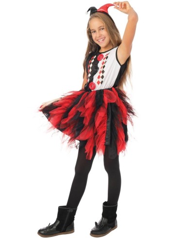 Déguisement arlequine froufrou rouge & noir
