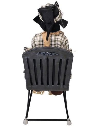 Epouvantail sur chaise à bascule déco animée et sonore pour Halloween