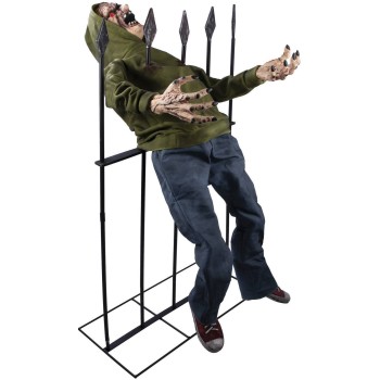 Zombie empalé sur une grille déco animée et sonore pour Halloween