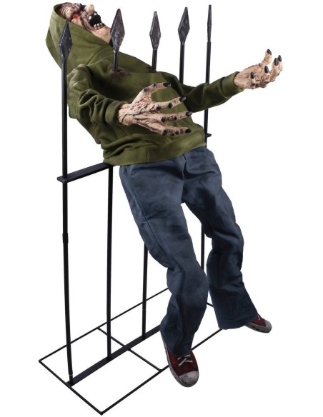 Zombie empalé sur une grille déco animée et sonore pour Halloween