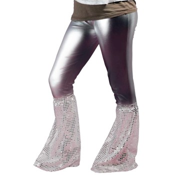 Guêtres pattes d'éléphant à sequins argent
