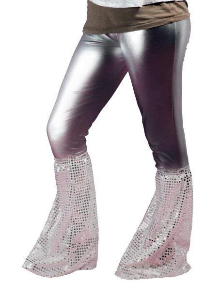 Guêtres pattes d'éléphant à sequins argent