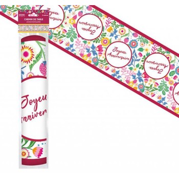 Chemin de table anniversaire floral