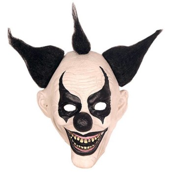 Masque clown macabre noir et blanc latex pour Halloween