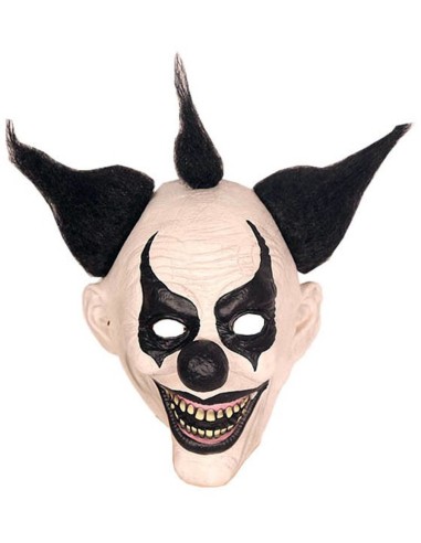 Masque clown macabre noir et blanc latex pour Halloween