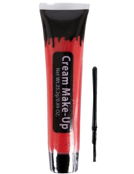 Crème rouge pour maquillage avec pinceau