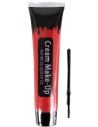 Crème rouge pour maquillage avec pinceau