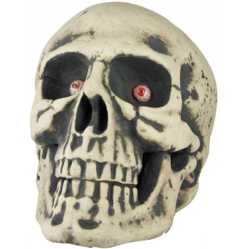Tête de mort géante avec yeux lumineux rouges pour Halloween