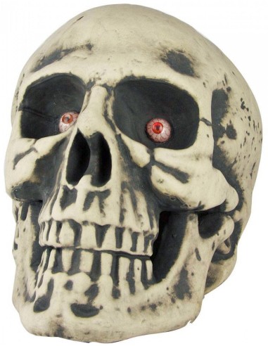 Tête de mort géante avec yeux lumineux rouges pour Halloween