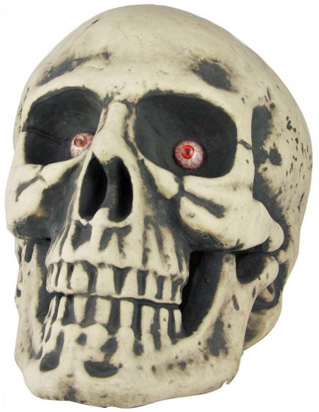Tête de mort géante avec yeux lumineux rouges pour Halloween