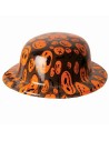 Chapeau melon noir avec motifs citrouilles
