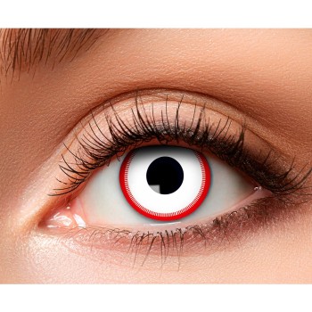 Lentilles fantaisies yeux de psychopathe blanc et rouge à Lille