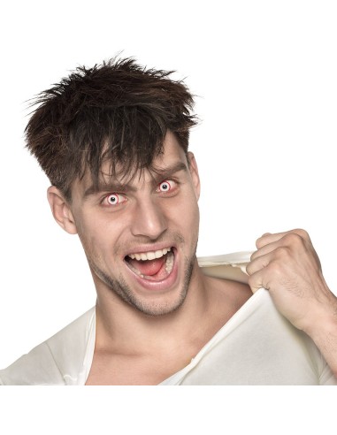 Lentilles fantaisies yeux de psychopathe blanc et rouge à Lambersart