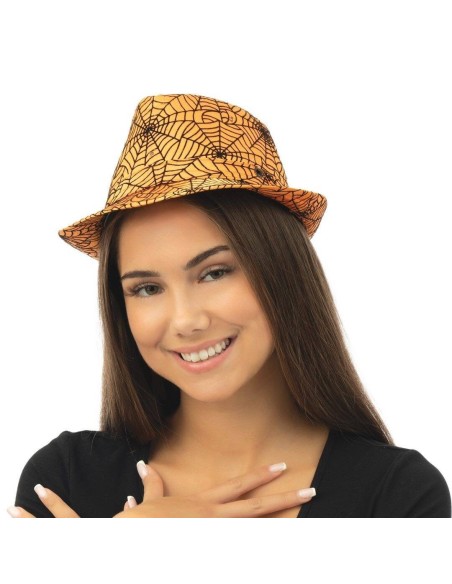 Borsalino orange avec toiles d'araignée